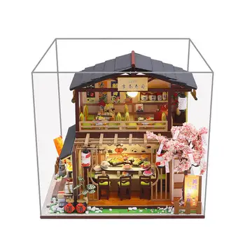 DIY Nukumaja Komplekt Käsitsi valmistatud Jaapani Stiilis Maja Sushi Shop 3D Monteeritud Loft Mini Salongi Laste Sünnipäeva Valentine Kingitus