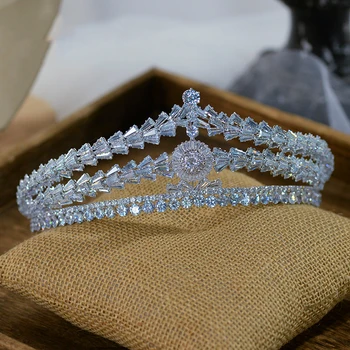 NiuShuya Euroopa Classic Kuupmeetri Tsirkooniumoksiid Tiara Kuninglik Printsess Pulmad Headpiece Pruudi Kroonid Pulmad Juuksed Accessori