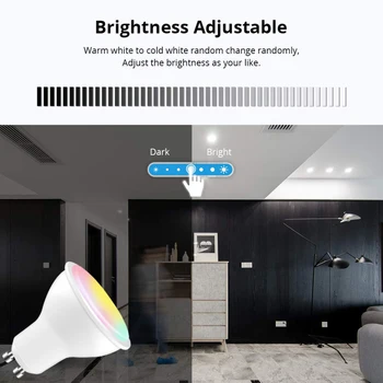 GU10 LED Lamp Värv Tõmbamisega Sise-RGB+CCT hääljuhtimine 220-240V Reguleeritav Smart Pirn Alexa Google Kodu