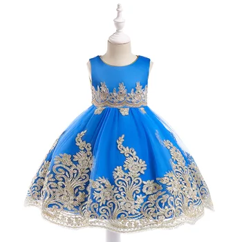 Tüdruk Printsess Kleit Laste Sünnipäeva Kleit Lapsed Tikitud Kleidid Varrukateta Krae Ümber Riided Elegantne Temperament