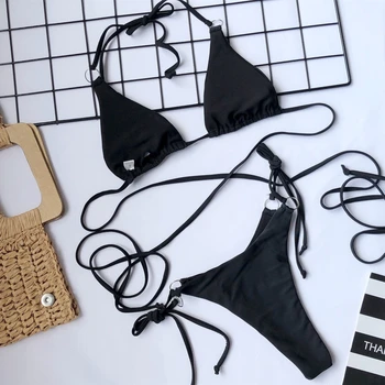 2021 Uus Micro Bikini Supelpüksid Mini Naiste Ujumistrikoo Seksikas Sidemega Brasiilia Bikiinid Komplekti Push Up Supelrõivad Naiste Biquini Beachwear