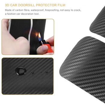 4 Tk 3D Carbon Fiber Auto Kleebis DIY Kleebi Protector Ribad Auto Ukse Läve, Küljel Peegel Anti Scratch Lindi Veekindel Kaitsta Film
