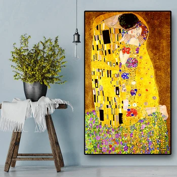 Klassikaline Kunstnik kiss Abstraktse Seina Art Lõuend Maali Plakatid Ja Pildid Kaasaegse Tuba Decor Pilte Kodu Kaunistamiseks