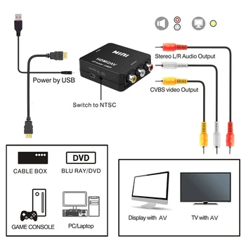 HDMI-ühilduvate, ET AV RCA CVSB L/R Video 1080P Converter Toetab NTSC PAL Väljund HD-DVD Converter Box PS3/PC/VCR/NTSC