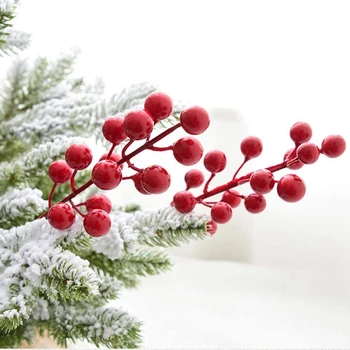 20 Pack 8inch Kunstlik Jõulud Punaste Marjade Varred Christmas Tree Kaunistused,DIY Xmas Pärg,Puhkus ja Home Decor
