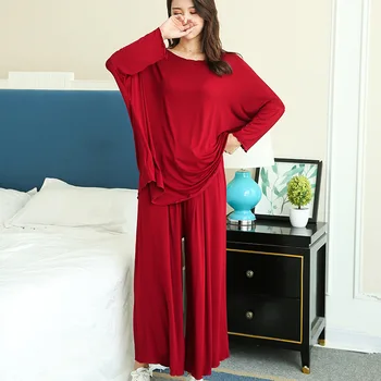 Kahe-osaline Komplekt Üheksa-Punkt Lai Jalg Püksid Pijama Sleepwear Femme PLUSS Suurus Kodu Sobib Naistele Sügisel Uute Lahti Pikkade varrukatega Pidžaama