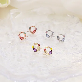 Korea Stiilis Uus Mini Värvikas Tsirkoon Crystal Liblikas Ring Tüdruk, Pärg Kõrvarõngad Naistele Ehted Tarvikud
