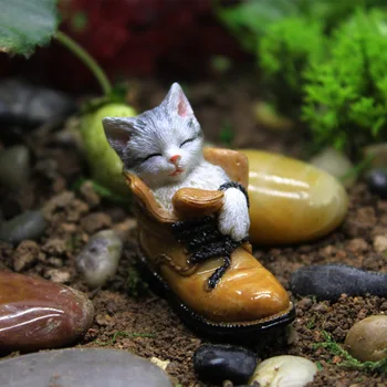 Mini Cat Boot Aed Vaik Armas Figuriin Ornament Haldjas Aed Decor Aed Kodu Kaunistamiseks Hogard