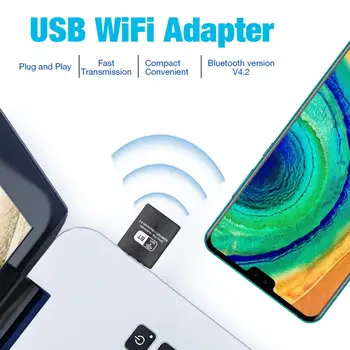 USB WiFi Adapter 600 mbit / s Plug and Play Dual Band Mini Traadita Võrgu Adapter WiFi Dongle for Windows 10/8/7/Vista Mac OS PC