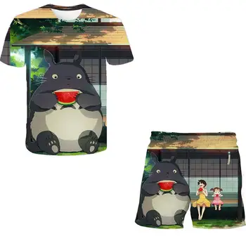 Laste Riided Komplekti Tops+Püksid Komplekti Totoro T-Särk Tüdrukutele Tshirts Kids Püksid Sport Ülikond Baby Poiste T-särk 4 5 6 7 8 9-14 Aasta