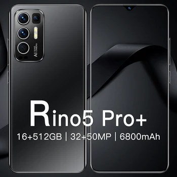 Globaalne Versioon Rino5 Pro+ Nutitelefonid 6800mAh 16+512 GB 6.7 Tolline Mobiiltelefonid 32MP +50MP HD Kaamera Android11 Dual SIM Mobiiltelefonides