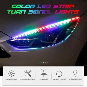 2tk Järjenumber, mis Voolab RGB päevasõidutuli PÄEVATULED Mitut Värvi LED Ribad Omakorda Signaali Tuled Esitulede